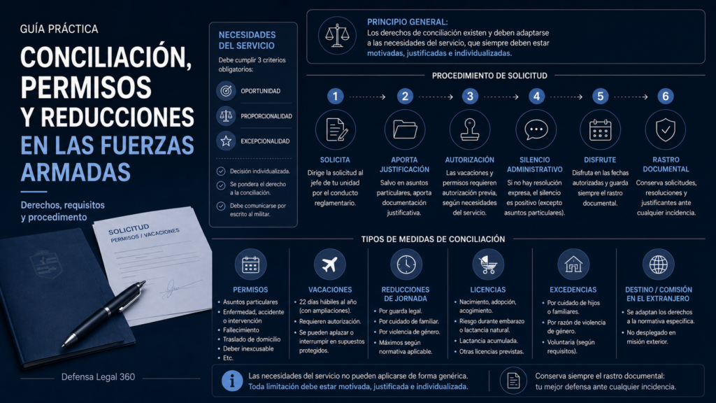 Guía práctica sobre conciliación, permisos y reducciones de jornada en las Fuerzas Armadas