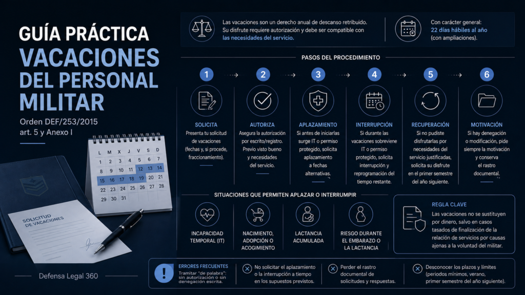 GUÍA PRÁCTICA · VACACIONES DEL PERSONAL MILITAR (Orden DEF/253/2015, art. 5 y Anexo I)